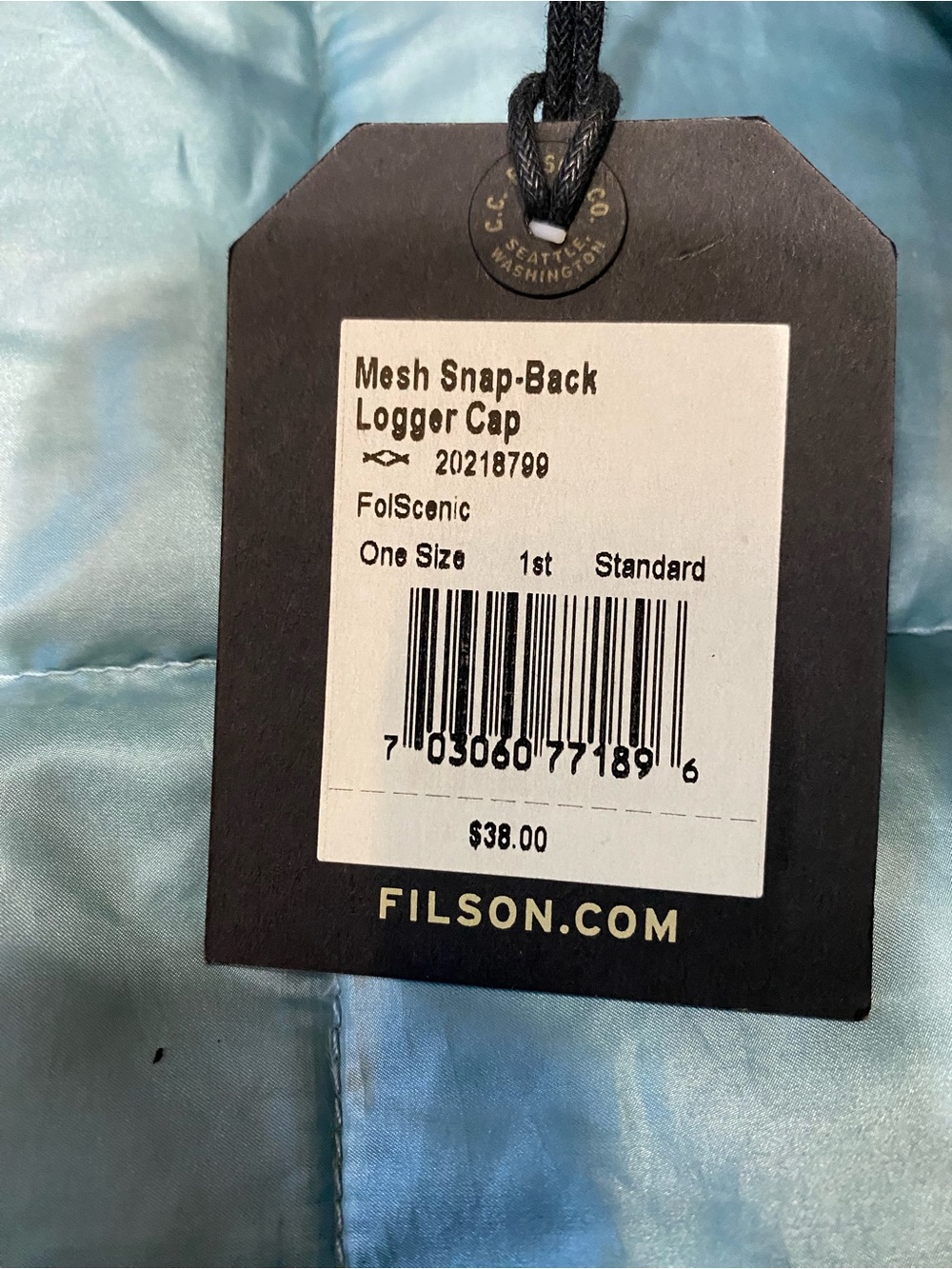 NWT Mens Filson Gray Trucker Cap with Green Patch - Picture 2 of 4